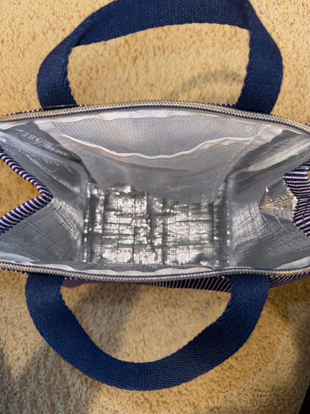 kate spade Navy and White Pinstripe Lunch Bag - Picture 8 of 13